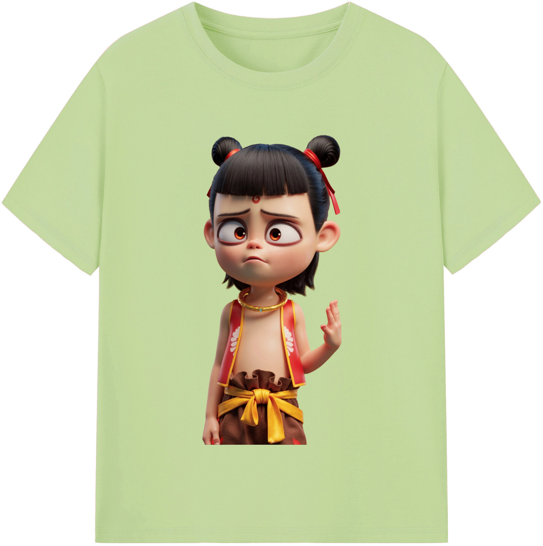 （画像用） Ne Zha 2 ナタ 魔童の大暴れ 綿100％半袖Tシャツ（フロントプリント）